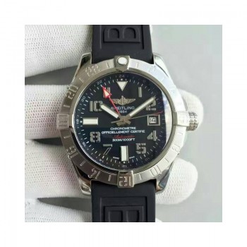 Réplica Breitling Avenger II GMT mostrador preto em aço inoxidável A3239011/BC34/152S/A20S.1