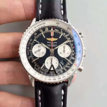 Réplica Breitling Navitimer 01 AB012012/BB01/435X/A20BA.1 Mostrador preto de aço inoxidável