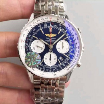 Réplica Breitling Navitimer 01 AB012012/BB01/447A mostrador azul em aço inoxidável