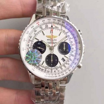 Breitling Navitimer 01 AB012012/BB01/447A mostrador de aço inoxidável branco