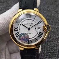 Réplica Ballon Bleu De Cartier 42MM W6900551 Ouro Amarelo Prata Dial