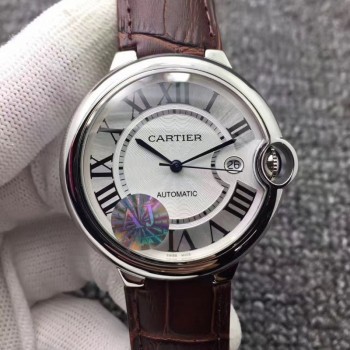 Réplica Ballon Bleu De Cartier 42MM W6901351 aco inoxidável Prata Dial