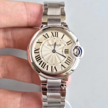 Réplica Ballon Bleu De Cartier W6920084 33MM aco inoxidável Prata Dial Quartzo 