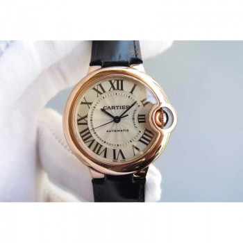 Réplica Cartier Ballon Bleu 33MM Ouro Rosa Prata Dial