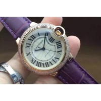 Réplica Cartier Ballon Bleu 36MM Ouro Rosa Diamond Bezel