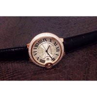 Réplica Cartier Ballon Bleu 36MM Ouro Rosa Marcas Brancas