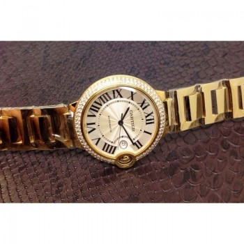 Réplica Cartier Ballon Bleu 36MM Ouro Amarelo Marcas Brancas