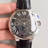 Réplica Cartier Ballon Bleu Chronograph W6920052 aco inoxidável Marcador Preto