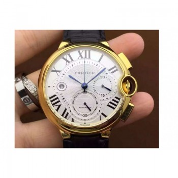 Réplica Cartier Ballon Bleu Chronograph Ouro Amarelo Marcas Brancas