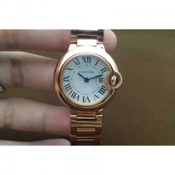 Réplica Cartier Ballon Bleu Senhoras 28MM Ouro Rosa Marcas Brancas