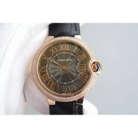 Réplica Cartier Ballon Bleu Ouro Rosa & Diamantes Castanho Dial