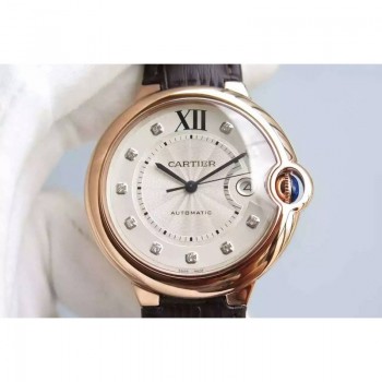 Réplica Cartier Ballon Bleu Ouro Rosa Marcas Brancas diamond mark