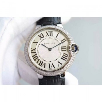 Réplica Cartier Ballon Bleu aco inoxidável & Diamantes Marcas Brancas