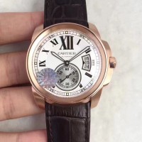 Réplica Calibre De Cartier W7100039 42MM Ouro Rosa Marcas Brancas