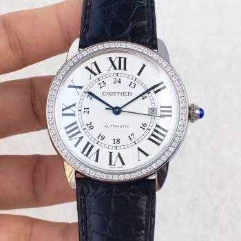 Réplica Ronde Solo De Cartier W6701010 42MM aco inoxidável & Diamantes Marcas Brancas