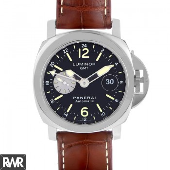 Réplica do relógio Panerai Luminor GMT Mostrador Preto Automático GMT Masculino PAM00088