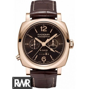 Copiar Panerai Luminor 1940 Chrono Monopulsante 8 Dias GMT Oro Rosso PAM00502