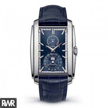 Réplica relogio Patek Philippe Gondolo Mate Azul Mostrador 18kt Ouro Branco 5200G-001