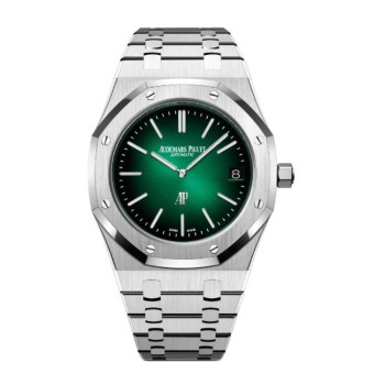 Réplica Relógio Audemars Piguet Royal Oak Jumbo Extrafino Verde Platina 15202PT.OO.1240PT.01