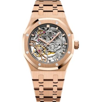 Réplica Relógio Relógio Audemars Piguet Royal Oak Double Balance Wheel perfurado em ouro rosa