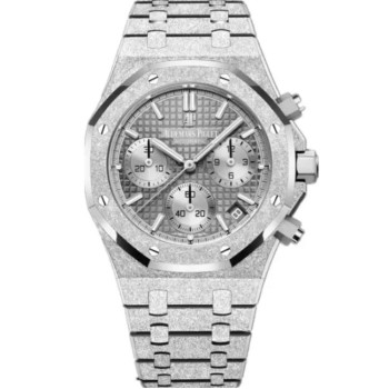 Réplica Relógio Audemars Piguet Royal Oak Cronógrafo 41 Ouro Branco Fosco 26239BC.GG.1224BC.01