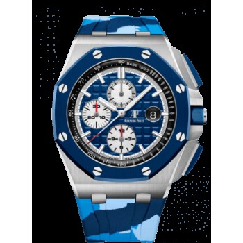 Réplica Relógio Audemars Piguet Royal Oak Offshore 42 Aço Inoxidável/Cerâmica/Marinha/Borracha 26400SO.OO.A335CA.01