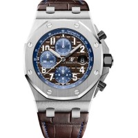 Réplica Relógio Réplica de relógio de jacaré marrom Audemars Piguet Royal Oak Offshore 26470 em aço inoxidável