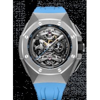 Réplica Relógio Audemars Piguet Royal Oak Concept Tourbillon Cronógrafo Openworked Selfwinding Titânio/Azul 26587TI.OO.D031CA.01