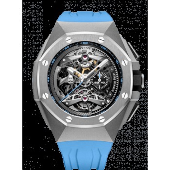 Réplica Relógio Audemars Piguet Royal Oak Concept Tourbillon Cronógrafo Openworked Selfwinding Titânio/Azul 26587TI.OO.D031CA.01