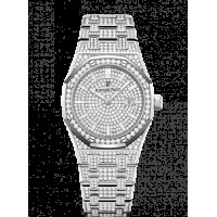 Réplica Relógio Audemars Piguet Royal Oak 33 Quartzo Ouro Branco/Diamante/Prata/Pulseira 67652BC.ZZ.1265BC.01