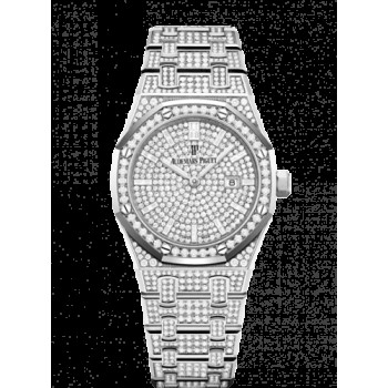 Réplica Relógio Audemars Piguet Royal Oak 33 Quartzo Ouro Branco/Diamante/Prata/Pulseira 67652BC.ZZ.1265BC.01