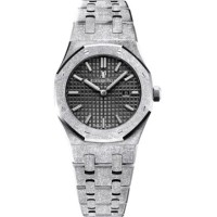 Réplica Relógio Audemars Piguet Royal Oak 67653 Quartzo Fosco Ouro Branco Rosa Pulseira Relógio