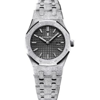 Réplica Relógio Audemars Piguet Royal Oak 67653 Quartzo Fosco Ouro Branco Rosa Pulseira Relógio