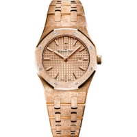 Réplica Relógio Audemars Piguet Royal Oak 67653 Quartzo Fosco Rosa Ouro Rosa Pulseira Relógio Réplica