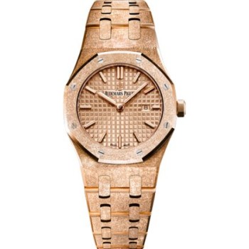 Réplica Relógio Audemars Piguet Royal Oak 67653 Quartzo Fosco Rosa Ouro Rosa Pulseira Relógio Réplica