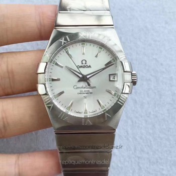 Réplica Omega Constellation 123.10.38.21.02.004 38MM aco inoxidável Prata Dial 