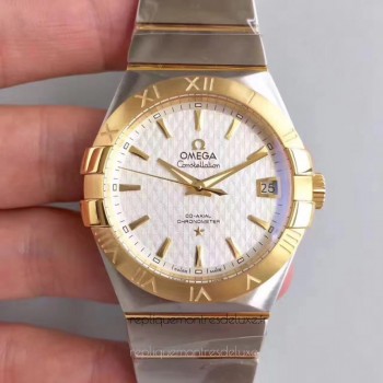 Réplica Omega Constellation 123.20.38.21.02.009 38MM aco inoxidável /Ouro Amarelo Marcas Brancas 