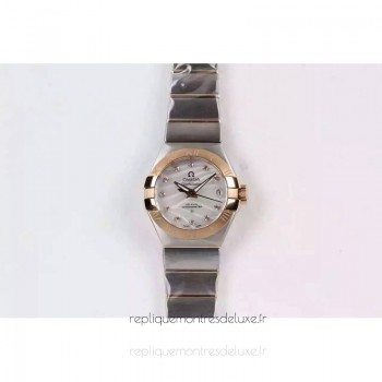 Réplica Omega Constellation Double Eagle Lady 27MM aco inoxidável /Ouro Rosa Marcas Brancas 