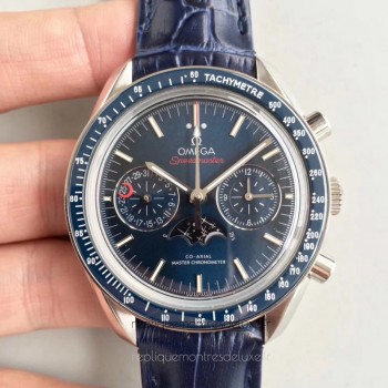 Réplica Omega Speedmaster Moonrelógios Moonphase Chronograph 304.33.44.52.03.001 aco inoxidável Marcador Azul 