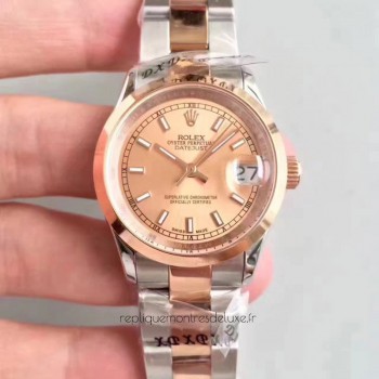 Réplica Rolex Datejust 31 178241 31MM Aco Inoxidável & Ouro Rosa Marcador de Champanhe