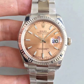 Réplica Rolex Datejust 36MM 116234 Aco Inoxidável Ouro Rosa Dial