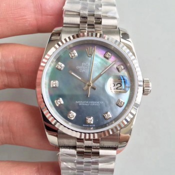 Réplica Rolex Datejust 36MM 116234 Aco Inoxidável Ice Marcador Azul