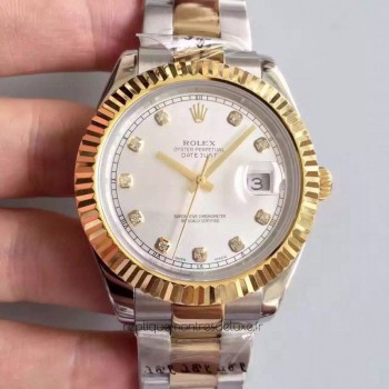 Réplica Rolex Datejust 41 126333 41MM Aco Inoxidável & Ouro Amarelo Branco & Diamantes Dial