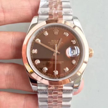 Réplica Rolex Datejust II 116333 41MM Aco Inoxidável & 18K Ouro Rosa Wrapped Chocolate Dial