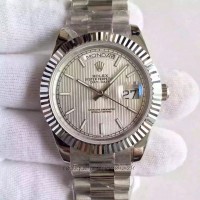 Réplica Rolex Day-Date 40 228239 40MM Aco Inoxidável Prata Stripe Dial