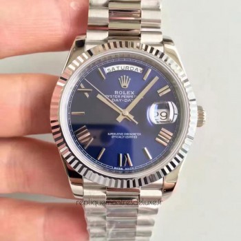 Réplica Rolex Day-Date 40 228239 Aco Inoxidável Marcador Azul