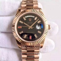 Réplica Rolex Day-Date II 218235 41MM Ouro Rosa Marcador Preto