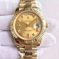 Réplica Rolex Day-Date II 218238 41MM Ouro Amarelo Marcador de Champanhe