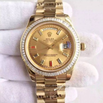 Réplica Rolex Day-Date II 218238 41MM Ouro Amarelo & Diamantes Marcador de Champanhe