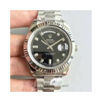 Réplica Rolex Day-Date II 218239 41MM Aco Inoxidável Marcador Preto